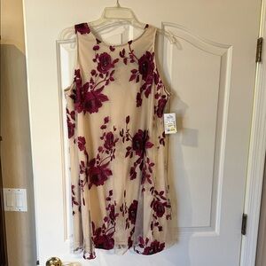Beige by eci Burgundy Floral Mini Dress
